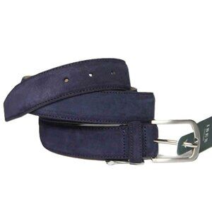 IBEX ENGLAND Leather Suede Belt Navy Blue Men's Size XXL 42-44